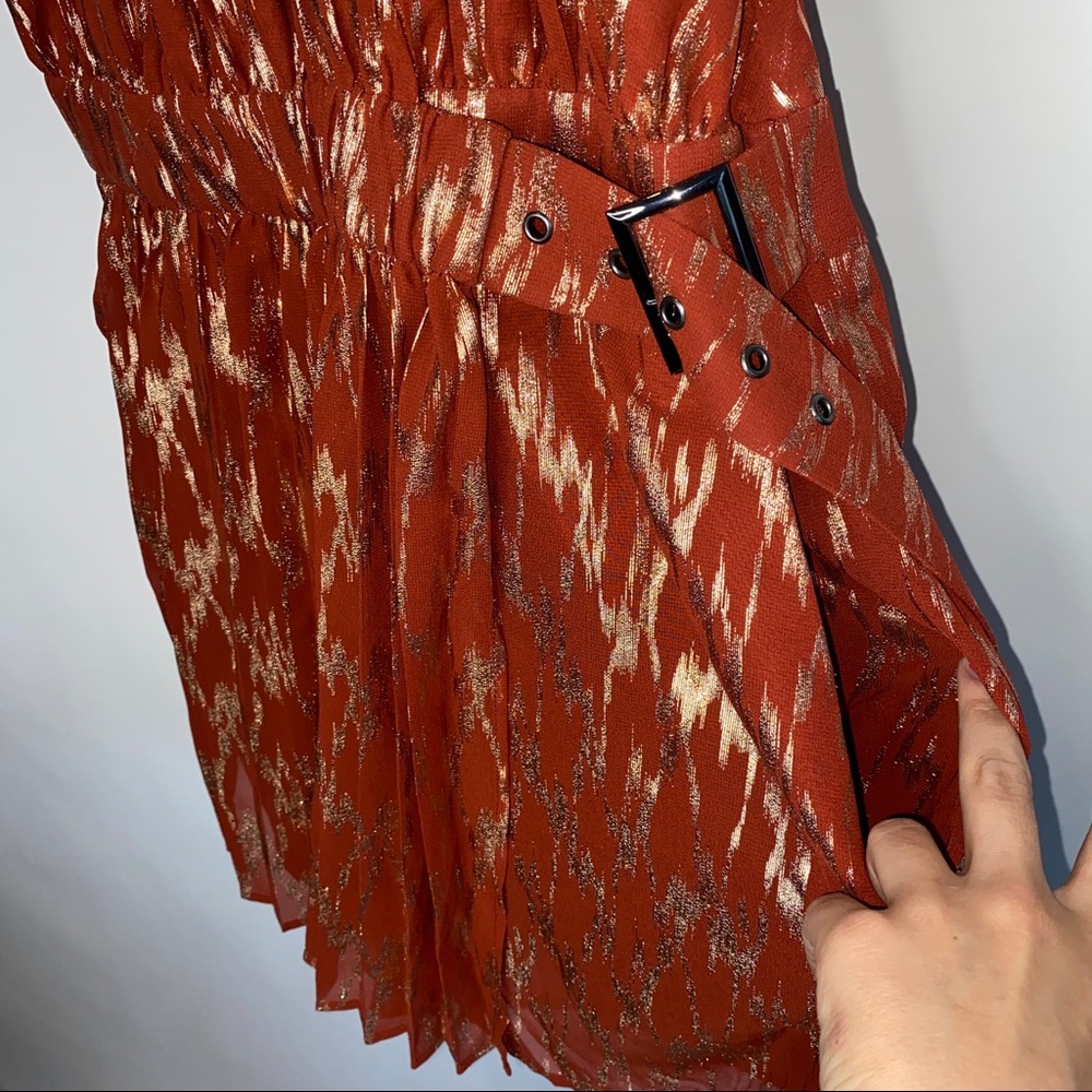 NWT Reiss Red Nova Metallic Wrap Halter Neck Playsuit Romper 4 - Picture 8 of 12